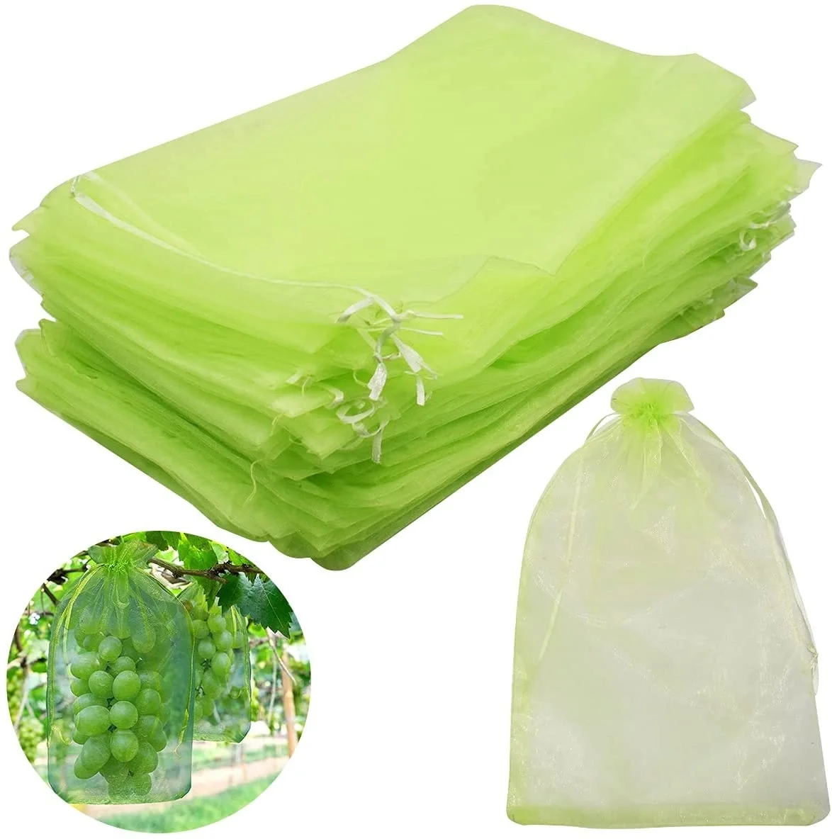 100pcs Grape  Protection Bags Strawberry Fruit Anti Bird Garden Pest Control Bags Mesh Lychee Cherry Bag Planter Growing Bags
