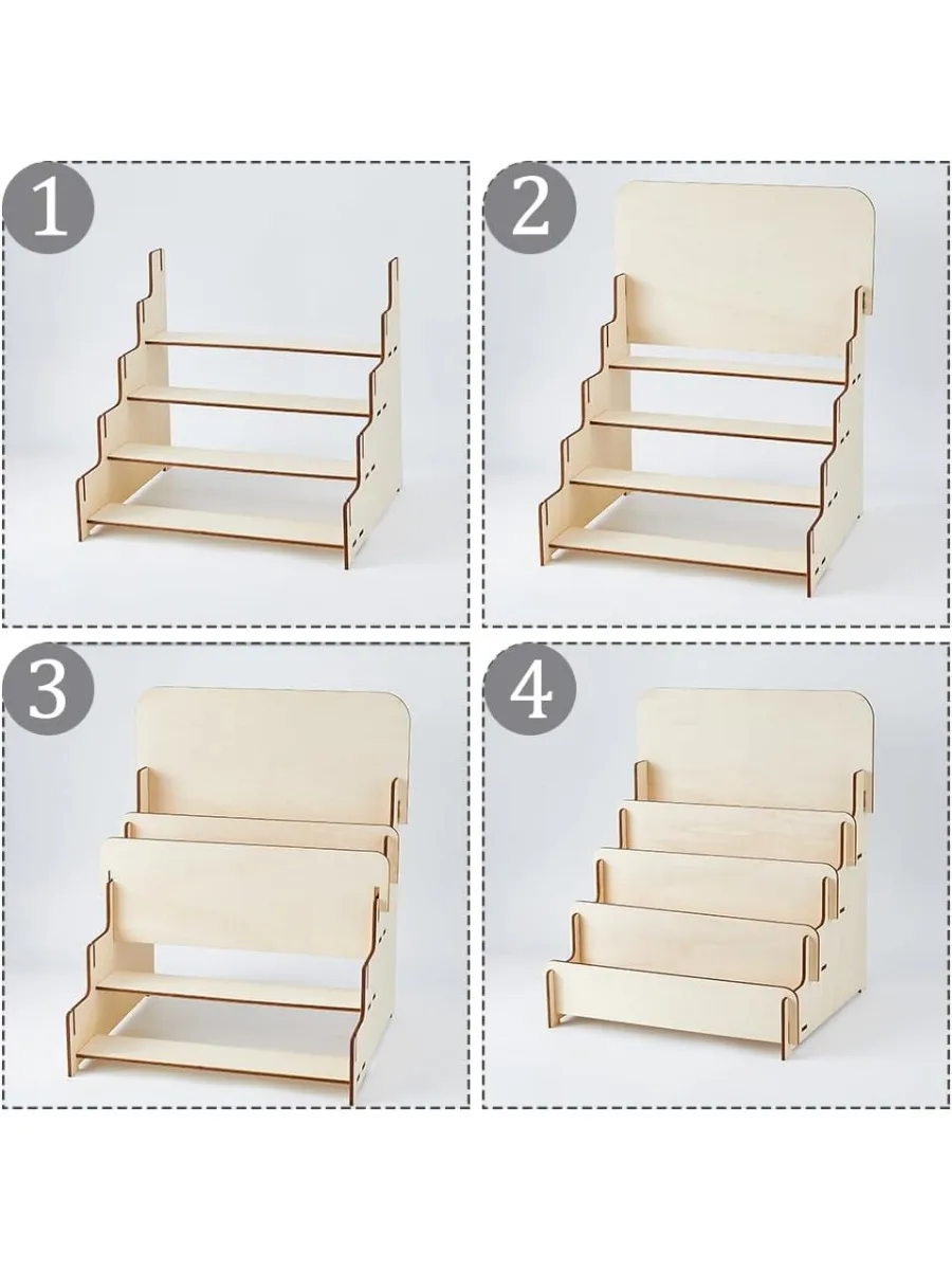 4-Tier Wooden Greeting Card Display Stand 1PC Sticker Display Stand Vendors Postcard Organizer Retail Racks Multipurpose card display stand