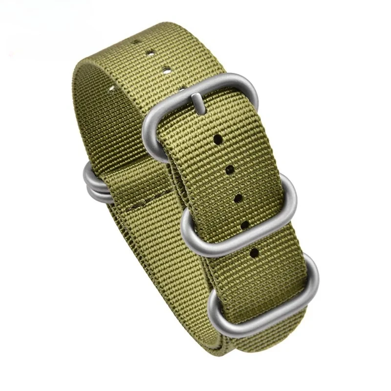 Military Style Woven Nylon Watch Band with Stainless Steel Buckle - Universal Replacement Strap