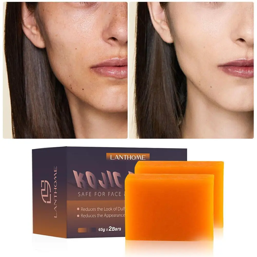 

2pcs 65g Kojic Acid Dark Spot Freckle Remover Soap Handmade Whitening Cleansing Soap Deep Cleaning Kojic Acid Soap