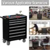 Rolling  Chest, Heavy Duty Rolling Box on Wheels, Metal Storage Cabinet with Drawer Liners, Lockable Cart wit 6