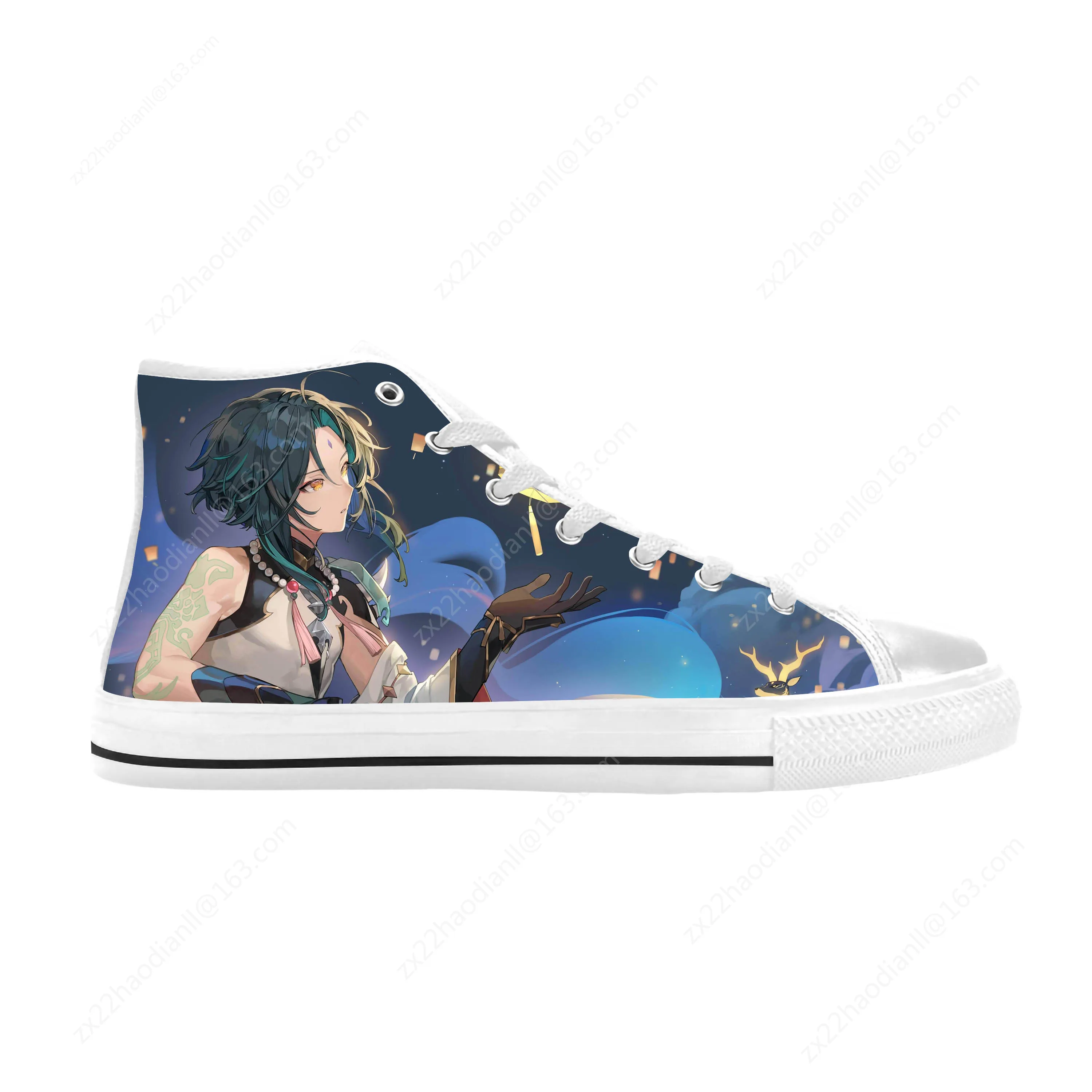 Anime Manga Cartoon Game Genshin Impact Xiao Cool Casual Cloth Shoes High Top Comfortable Breathable 3D Print Men Women Sneakers
