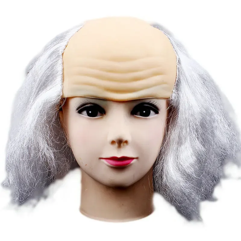 Bald Top Wig Performance Stage Prop For Elderly People Funny Bald Wig Strange Performance Costume Glueless