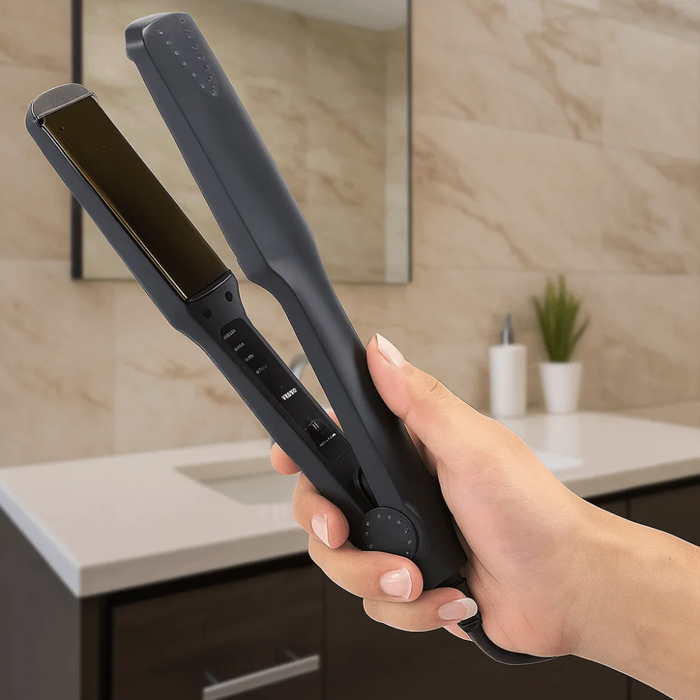 Fast Warm-up Electric Hair Straightener Ceramic Glaze Widened Hair Curler Temperature Adjustable EU Plug Bangs Heating Plate