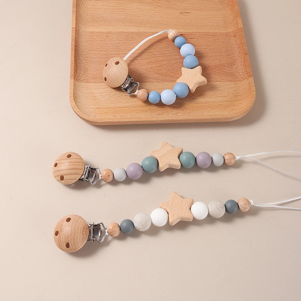 Pacifier clip star pacifier chain beaded pacifier clip Anti-Lost Soother Holder Babies Infants & Toddlers
