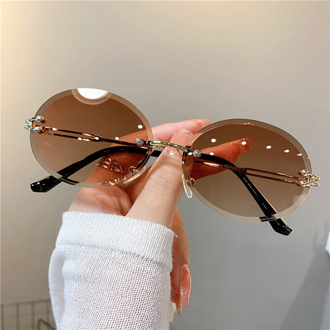 Vintage cat eye zonnebril dames retro gradient metalen frame_voghion.com