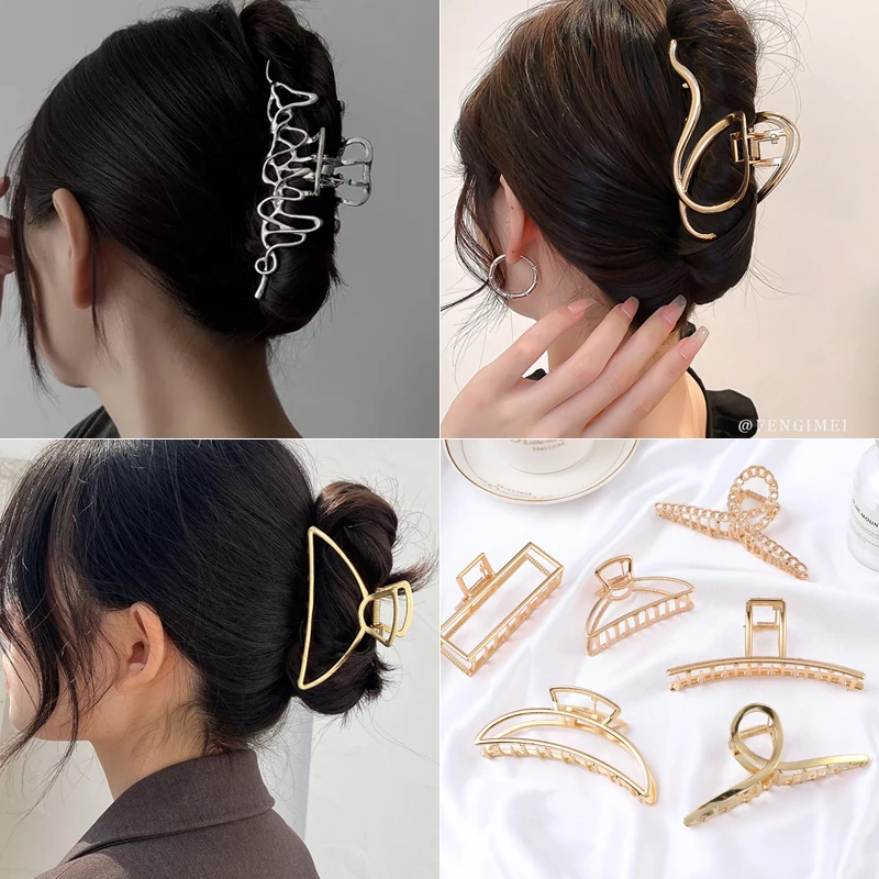 Hair Accessory Hair Clip Hair Headdress Jewelry Accessories Metal Geometric Hair Claw Barrettes Crab Hollow Out for Women
