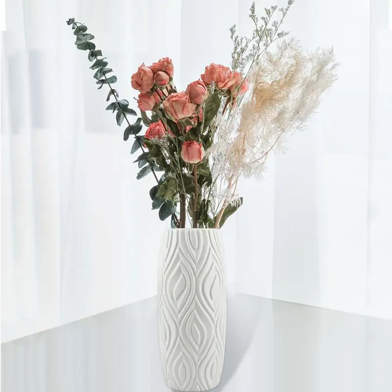 Nordic PP Flower Vase Plastic Vase Unbreakable Vases Home Decor European Imitation Rattan Pot Simplicity Basket Arrangement 4