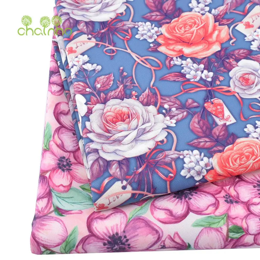 Chainho,Digital Printing Coated Waterproof Fabric,Floral Series,For DIY Quilting & Sewing Suitcases,Backpack,Tablecloth Material