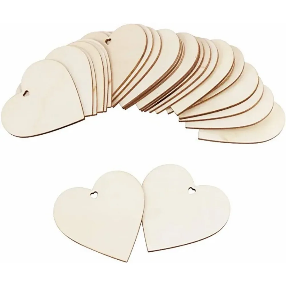 30 Stück 8/10 cm DIY leere Holzspäne Valentinstag Geburtstag Party Weihnachten Liebe handbemalt Anhänger Kindergarten Party Geschenk – Detail 9