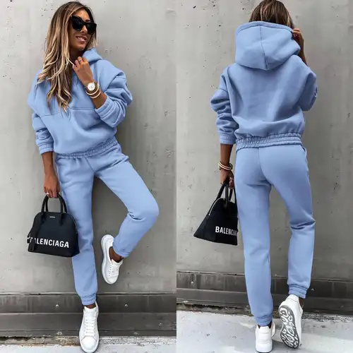 Women Two Piece Set Tracksuit Solid Color Suit 2025 Autumn Trouser Suits Female Sweatshirt Sports Hoodie Sportswear Pants Sets - Image 11
