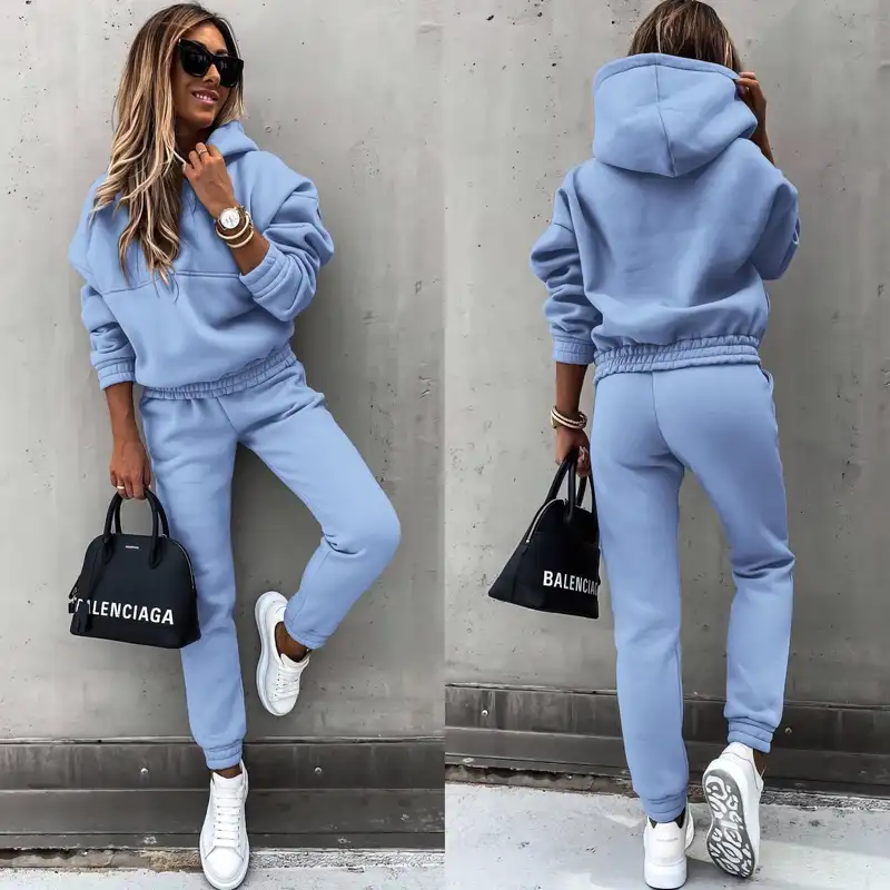 Women Two Piece Set Tracksuit Solid Color Suit 2025 Autumn Trouser Suits Female Sweatshirt Sports Hoodie Sportswear Pants Sets - Image 11
