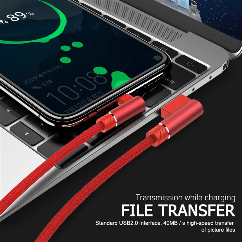 Fast Charging USB Micro Cable with 90-Degree Elbow Design