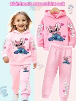 2025 Y2k Two-Piece Clothing Lilo and Stitch Hoodie Kids Long Sleeve Girls Sweatshirt + Pants Set for Baby Boys Clothing