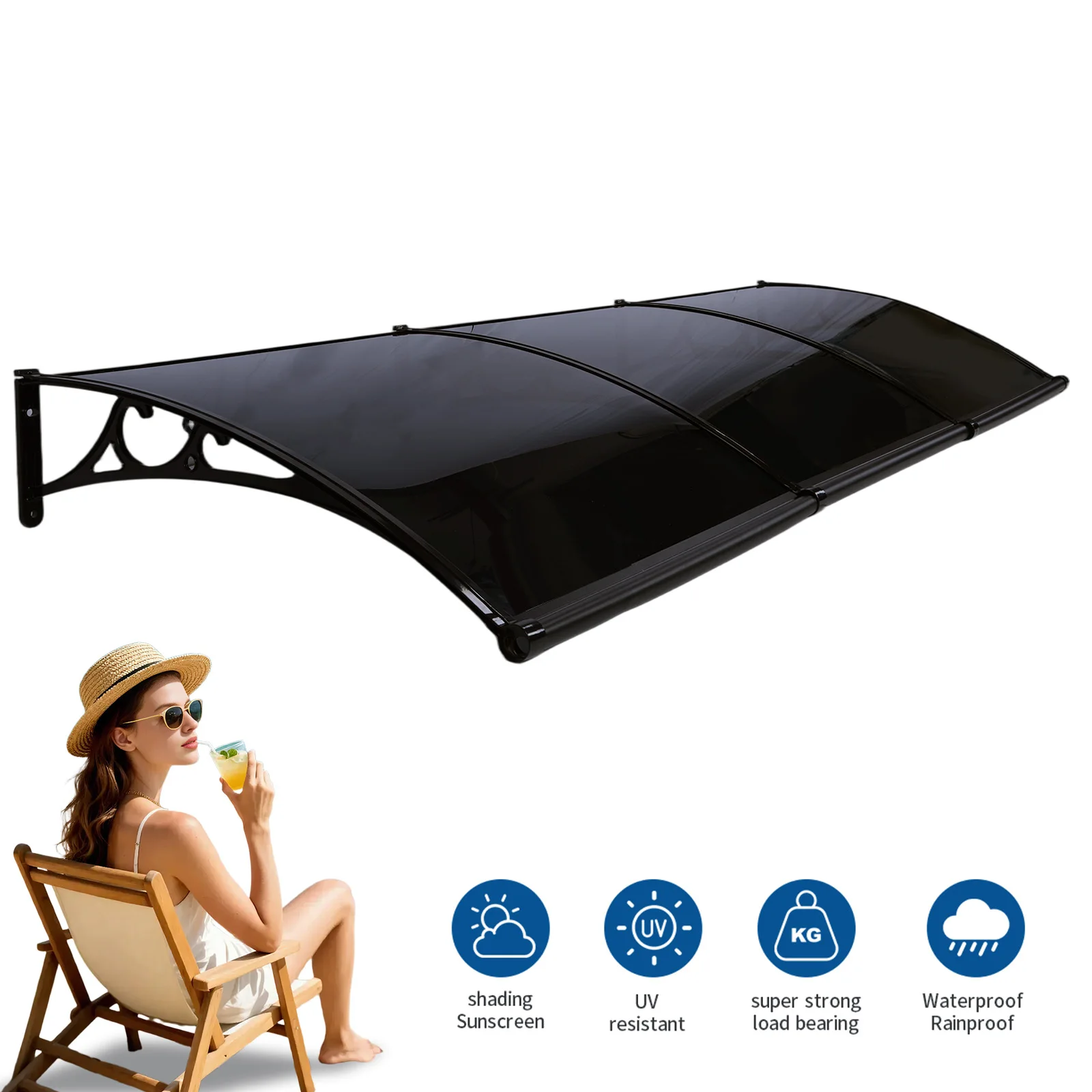 Aluminum Patio Awning Window Door Patio Awning Front Door Overhang Awning for Exterior Doors Deck Porch