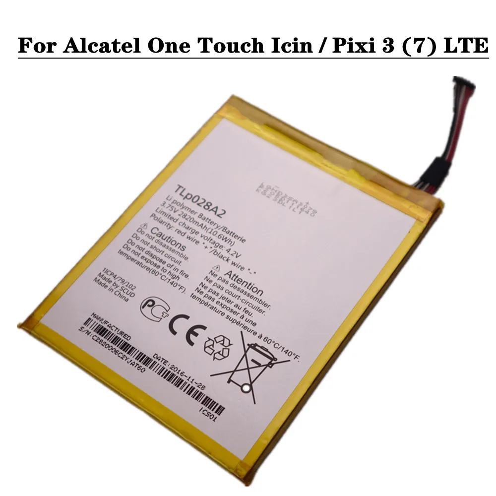 Batteria 2820Mah Tlp028A2 Per Alcatel One Touch Icin / Pixi 3 (7) Lte / Pixi 3 7.0 4G Hsabat 0 Cycle Tlp028Ad Batteria Del Telefono