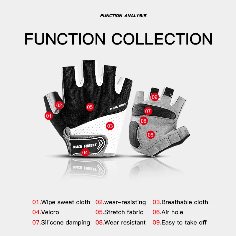 Shockproof GEL Pad Cycling Gloves Half Finger Sport Resistance Men Women Summer Gym Fitness MTB Bike Gloves 6