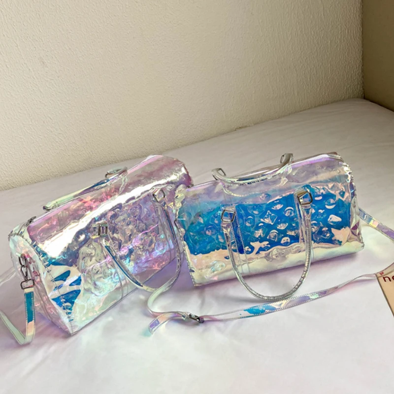 2024 New Colorful Transparent Jelly Bag Shoulder Bag for Women Handbag Waterproof Large Capacity Storage Bag Portable Travel Bag