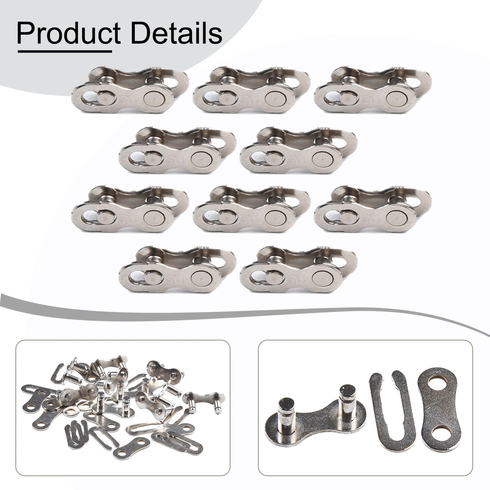 

10pcs Bicycle Chain Master Link 1/2 X 1/8 Steel Single Speed Quick Chain Master Links Connector For 1-3 Speed Chains Bikes