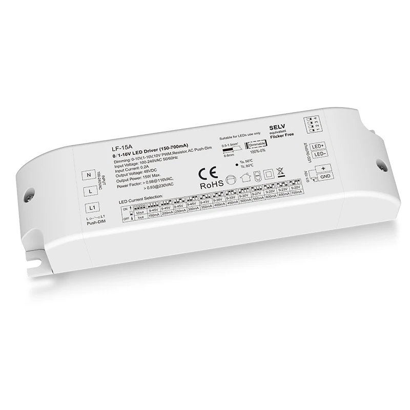 15W 150-700mA 0/1-10V Dimmable LED Driver 10V PWM AC110V-220V Constant Current Power Supply For LED Downlight Spotlight 10-45VDC skydance 15w 150 700ma 0 1 10v dimmable led driver led downlight spotlight ac110v 220v to 10 45vdc constant current power supply