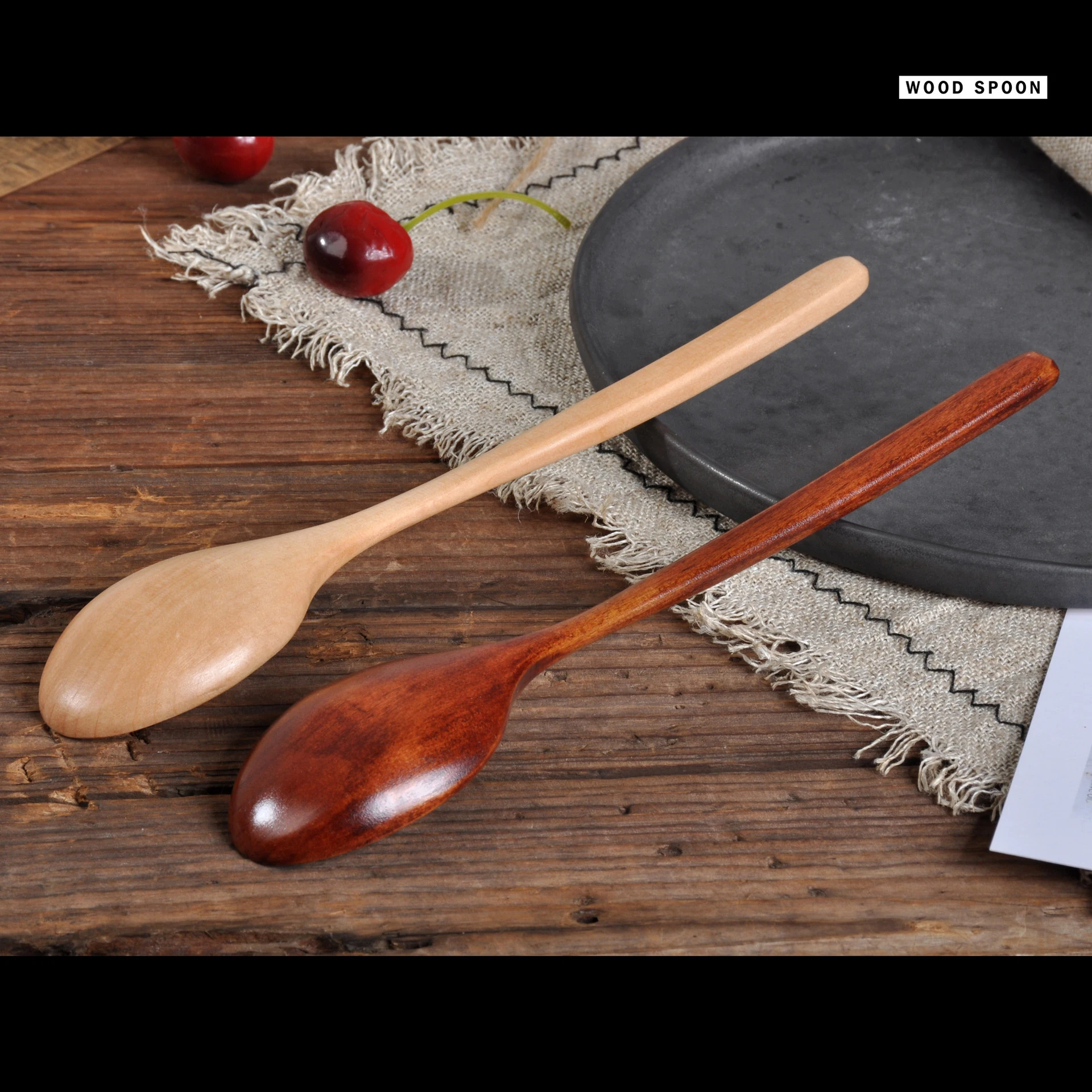 2pcs/set Long Wooden Spoon Tableware Soup Spoon Stirring Anti-Scald Tea Coffee Mixing Cooking Utensil Tools Reusable