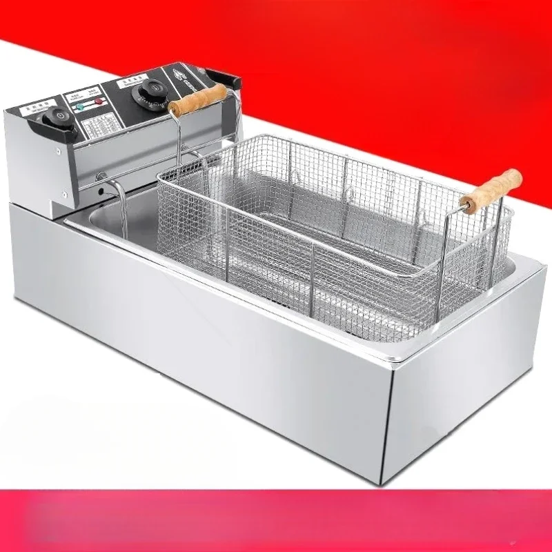 220V10l Stainless Steel Commercial Electric Frit Use Stove Single Cylinder Smokeless Chicken Dough French Fries Fryer Machine 6