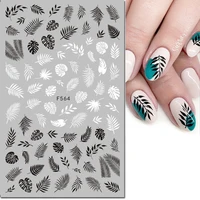 3d Nail Art Decals Geometric Lines Black White Laces Tropical Palms Leaves Flowers Nail Stickers Decoration For Nail Tips Beauty 2