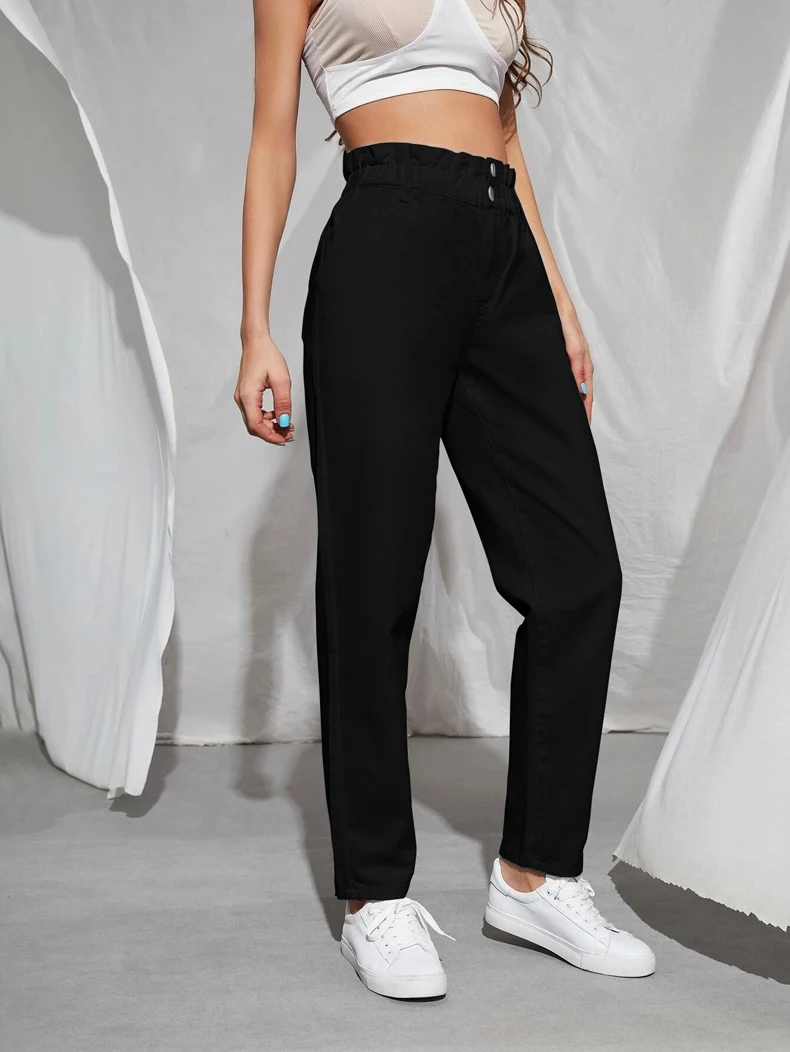 Jean Nine West Femme Taille 12 Noir - Slim Droit Contrôle Ventre Taille Haute - Occasion Très Bon État