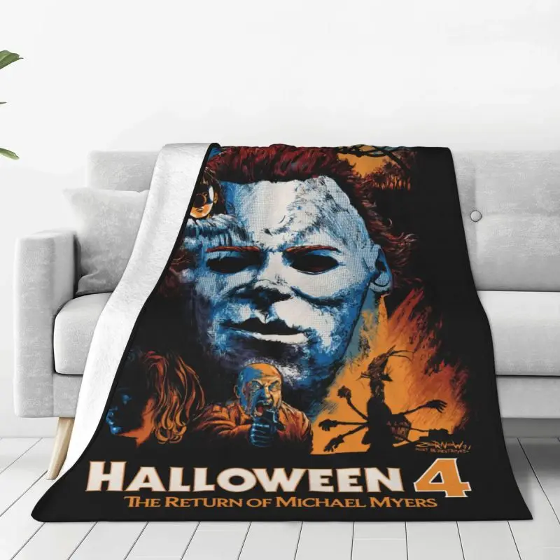 

Scary Michael Myers Knives Blankets Warm Flannel Halloween Movie Throw Blanket for Sofa Office Bedspreads
