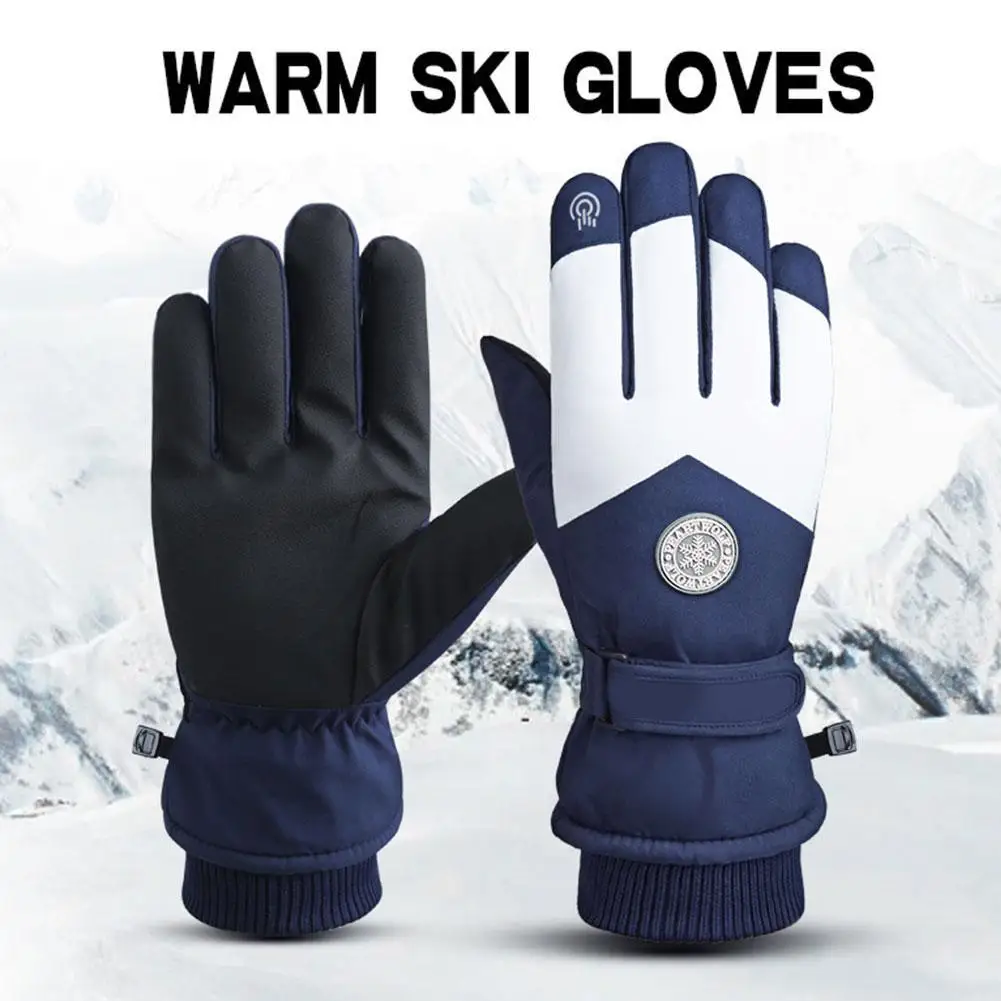

Лыжные перчатки для мужчин и женщин, ветрозащитные теплые водонепроницаемые флисовые нескользящие перчатки для сенсорного экрана, сноуборда, снегохода, велоспорта, лыжного спорта