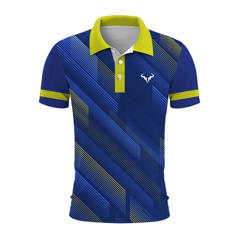 New 3D Printed Striped Style Men Polo Shirt Fashionable Golf Tennis Lapel Short Sleeved Top Loose and Breathable Summer Clothing 5 Sefba8d0dcc2d4187926206a24d57f0e0T