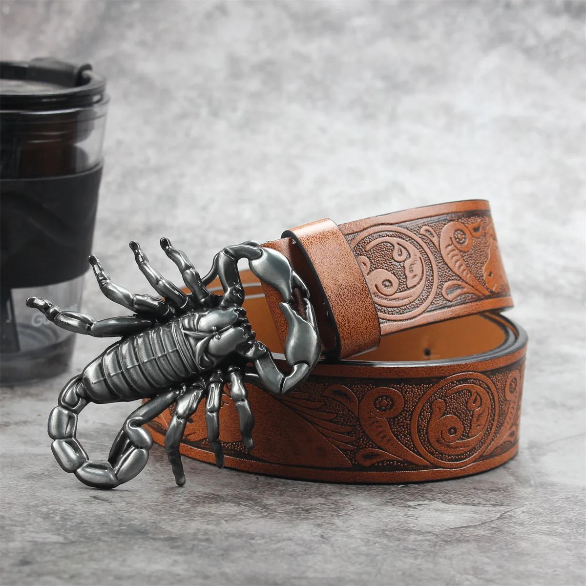 Black Head Big bull head 3.7cm wide men's and women's Western bull head denim style bull scalprendy belt smooth buckle