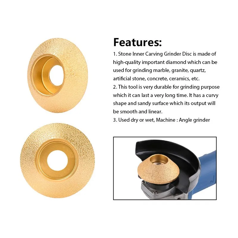 Hampton Diamante Soldadas Rebolo 45 Graus Hypotenuse Afiação Moagem Disco Ajuste Ângulo Moedor Furo 20 mm Diâmetro Polegada 75 mm - Image 6