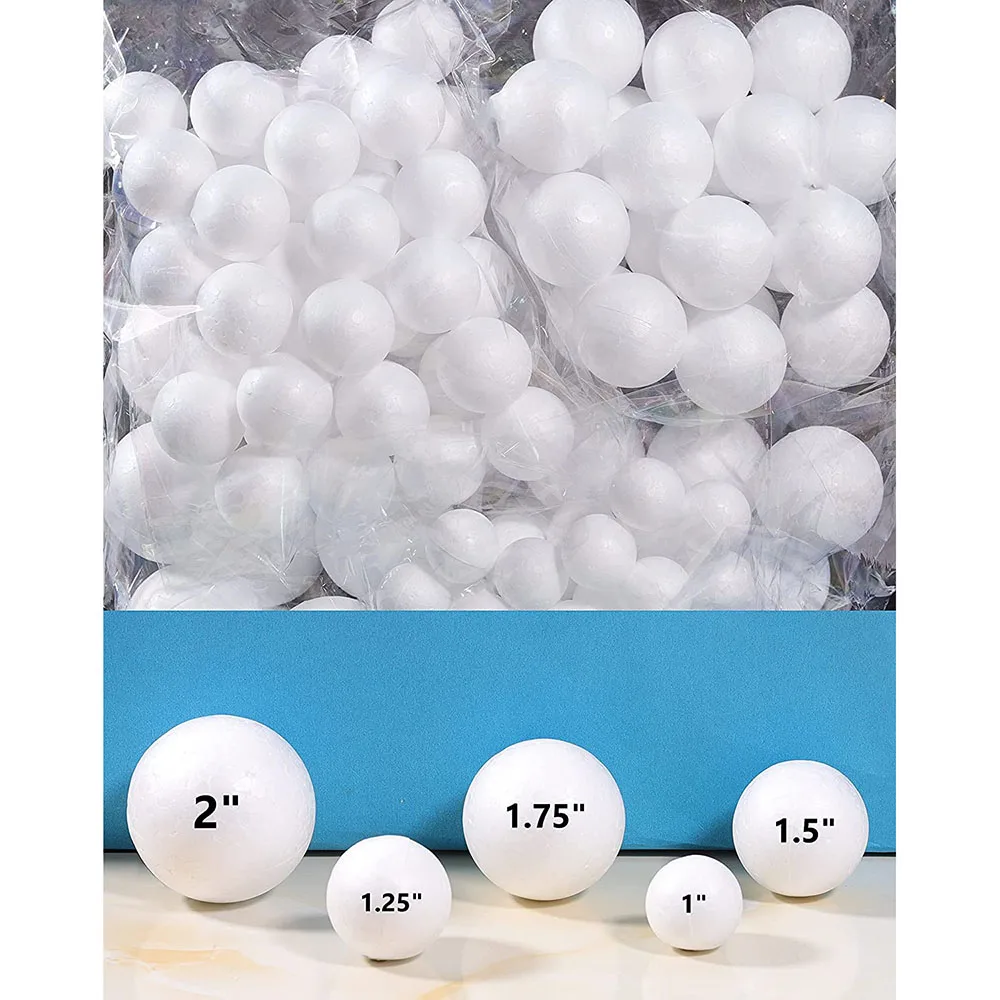 

Craft Styrofoam Balls Bulk (124 Pack - 5 Sizes) for DIY Crafting and Decoration by My Toy House White Color