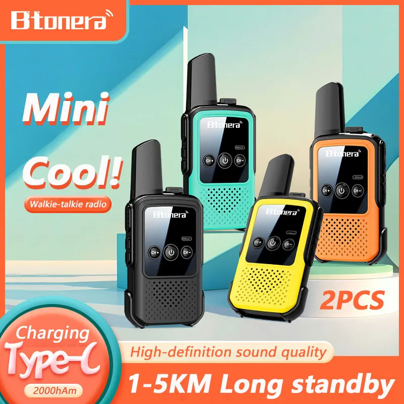 BTONERA BT300 MiniWalkie Talkie 양방향 라디오 2 PCS 어린이 워키 토키 PMR/FRS 통신 라디오 캠핑 장난감 휴대용