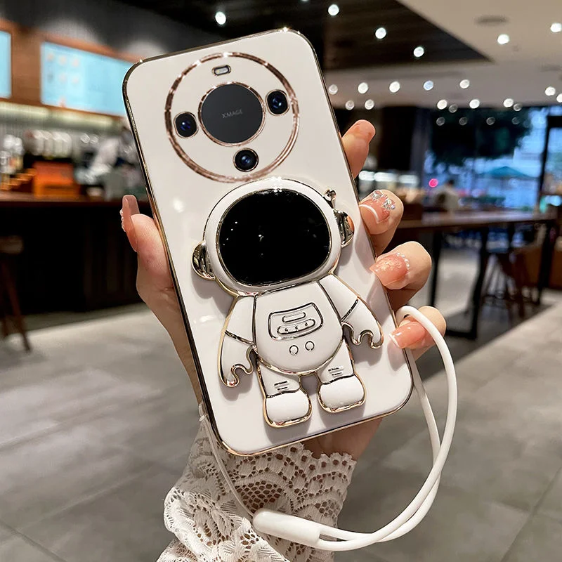 Luxury Electroplated Astronaut Phone Case with Cute Bumper Design