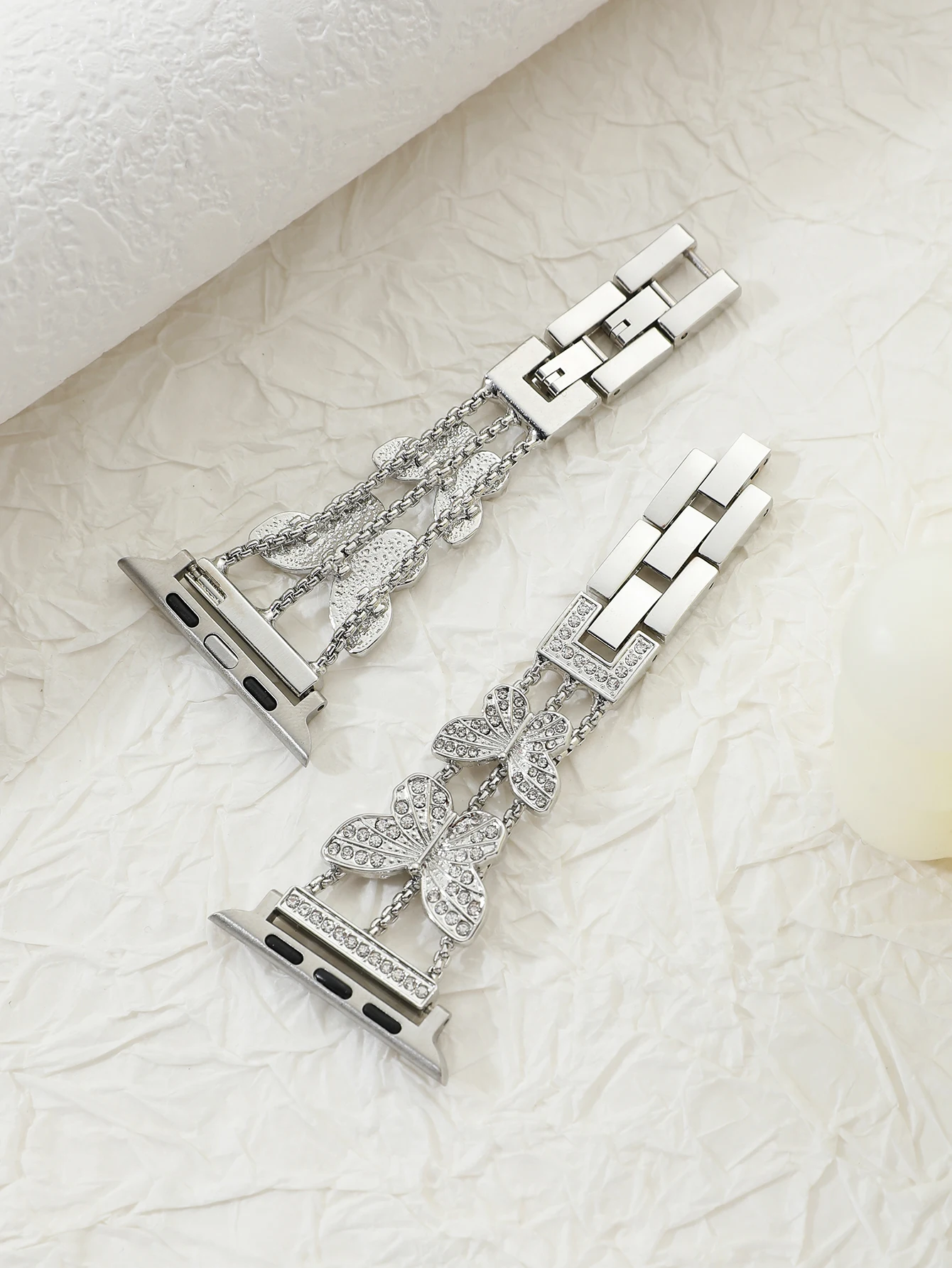 Elegant Metal Strap with Bling Butterfly Bracelet Chain