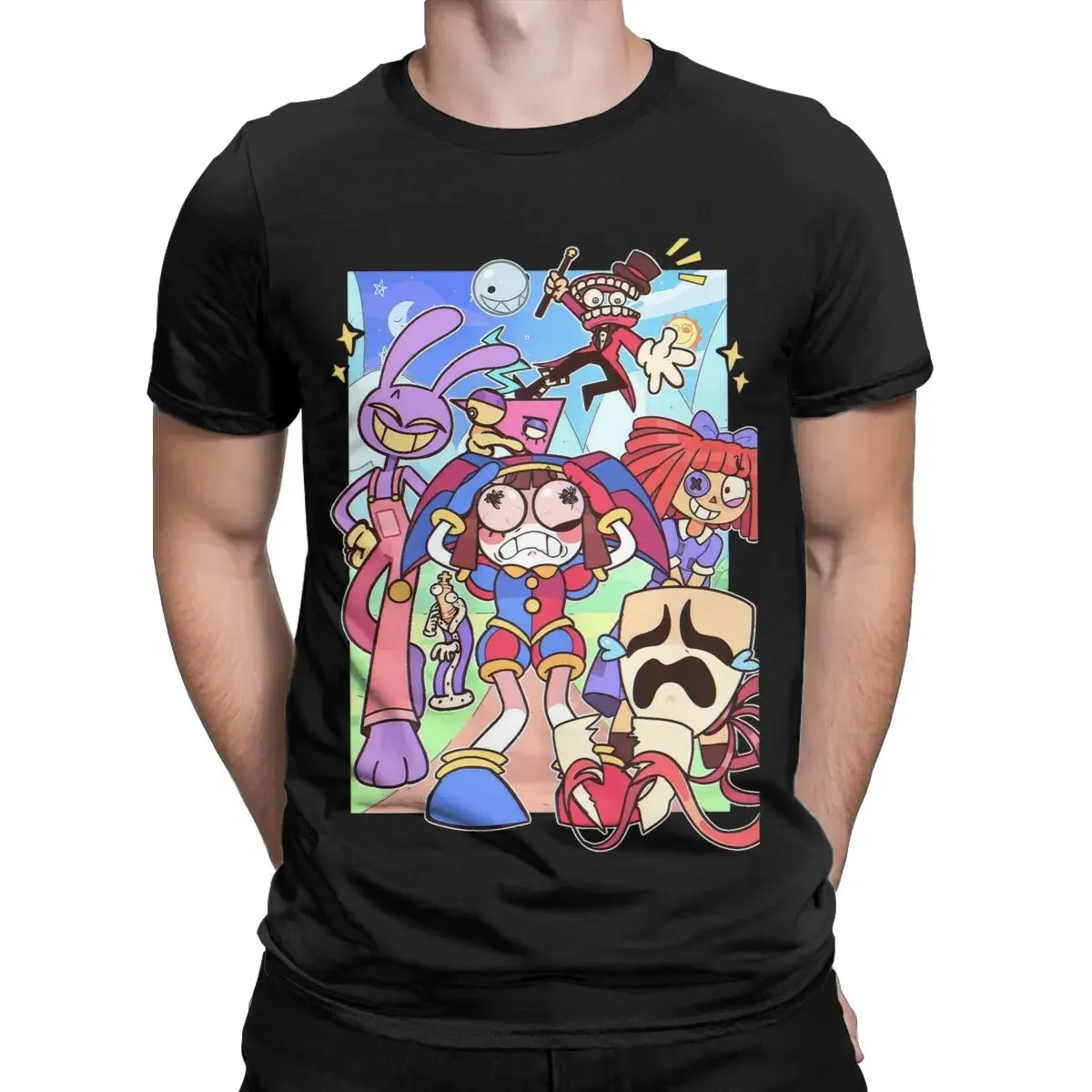 Camiseta de The Amazing Digital Circus para hombre, ropa de algodón con pompón, Tadc Jax, Hipster, manga corta, cuello redondo