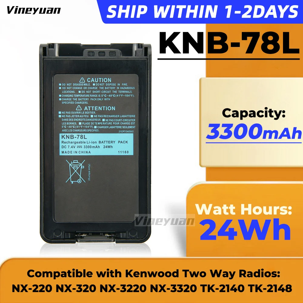 KNB-78L KNB-55L 3300Mah Vervangende Batterij Voor Kenwood TK-3360, TK-3160, TK-2170, TK-3170, NX-220, NX-320, TK-3140,TK-2160