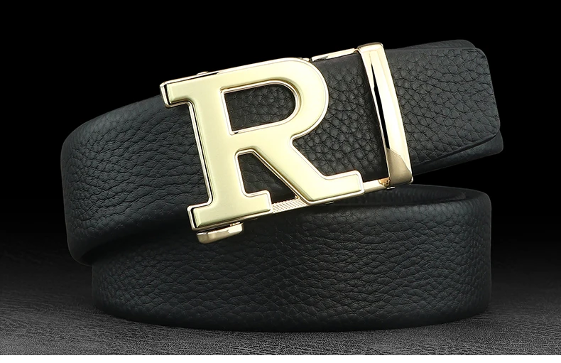 Luxury designer belts men R letter Automatic Buckle high quality grain leather fashion young men brand cintos masculinosZ276