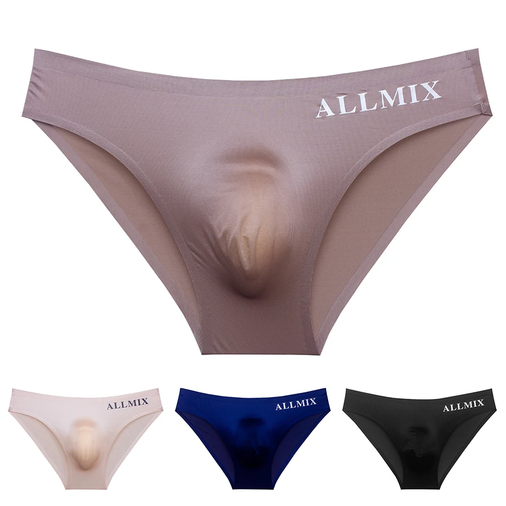 

Men's Transparent Panties Ice Silk Sexy Seamless Low Waist Ball Pouch Underwear Lingerie Summer Breathable Triangle Pants