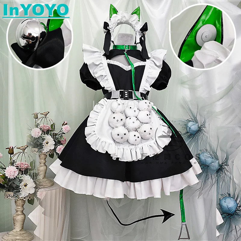 

InYOYO Aza Косплей Костюм Vtuber виртуар горничная платье униформа для Хэллоуина