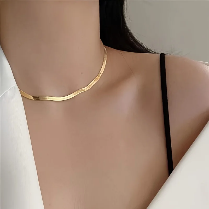 Luxury Fashion Stainless Steel Gold Plated Chain Necklace for Women Golden  Choker Necklaces for Woman Girl Gifts Party Jewelry