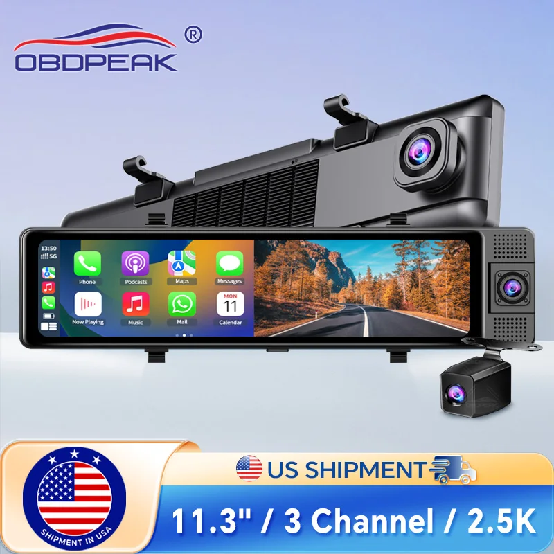 11.26 Inch 3 Camera Recording Android Auto Carplay Wireless Connection 2.5K Recording Wifi Mirror Car DVRs Touch Screen Car Dash 11.26 Inch 3 Camera Recording Android Auto Carplay Wireless Connection 2.5K Recording Wifi Mirror Car DVRs Touch Screen Car Dash