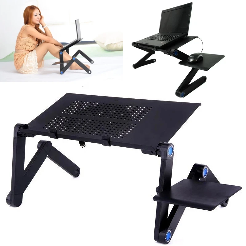 Laptop Desk Stand Adjustable Portable Aluminum Ergonomic Lapdesk For TV Bed Sofa PC Notebook Table With Mouse Pad