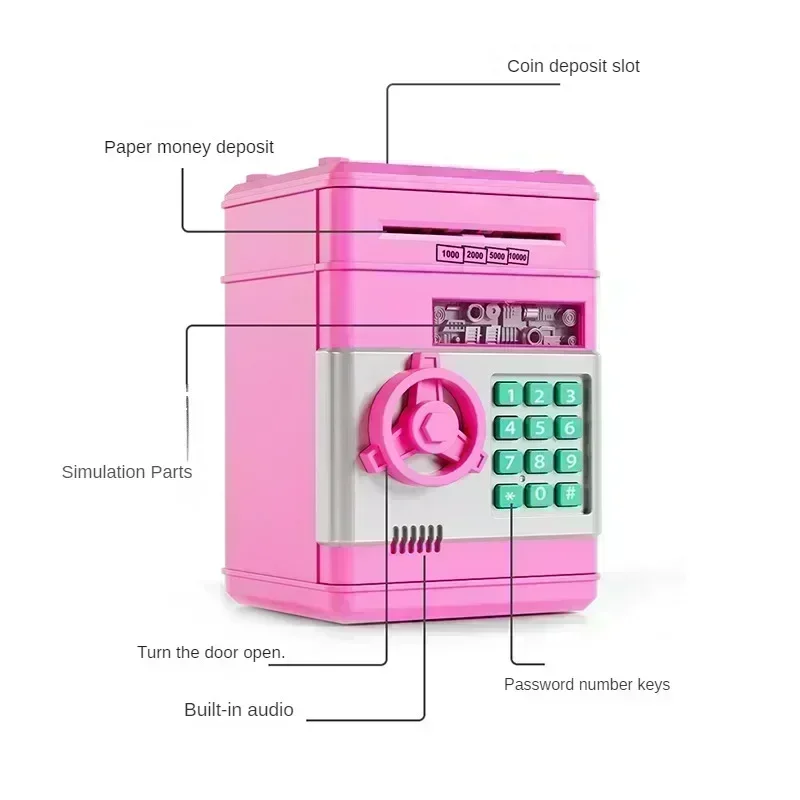 Electronic Piggy Bank Automatic Mini Safe Coins Cash Saving Money Box Password Counter Code Key Lock Coin Bank ATM Child Gift electronic piggy bank piggy bank coin bank