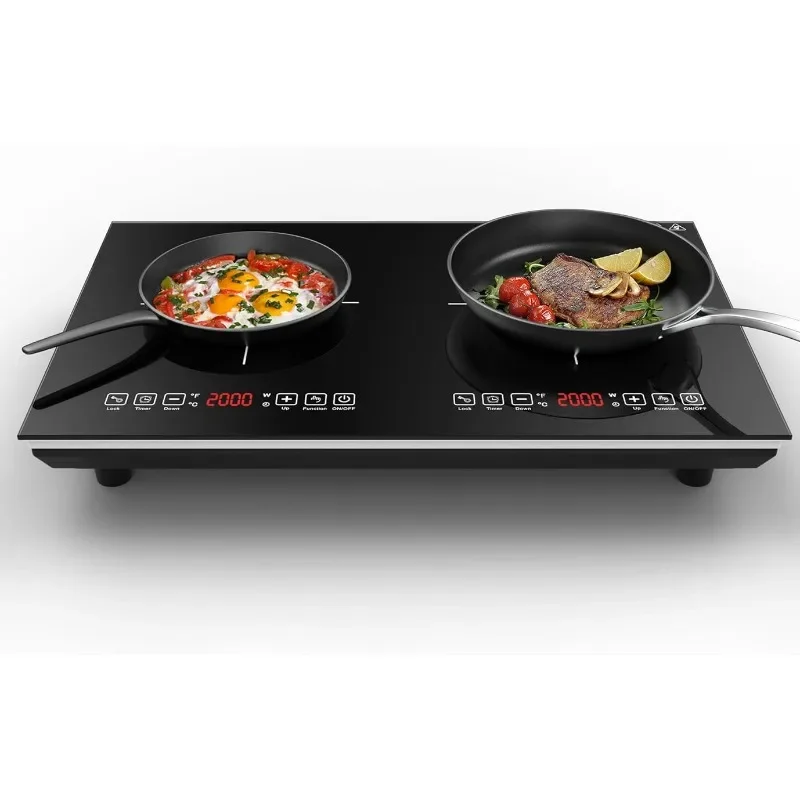 Double Induction Cooktop, 110V 4000W Electric cooktop,Hot Plate LCD Sensor Touch Energy-Saving Portable Induction Cooktop