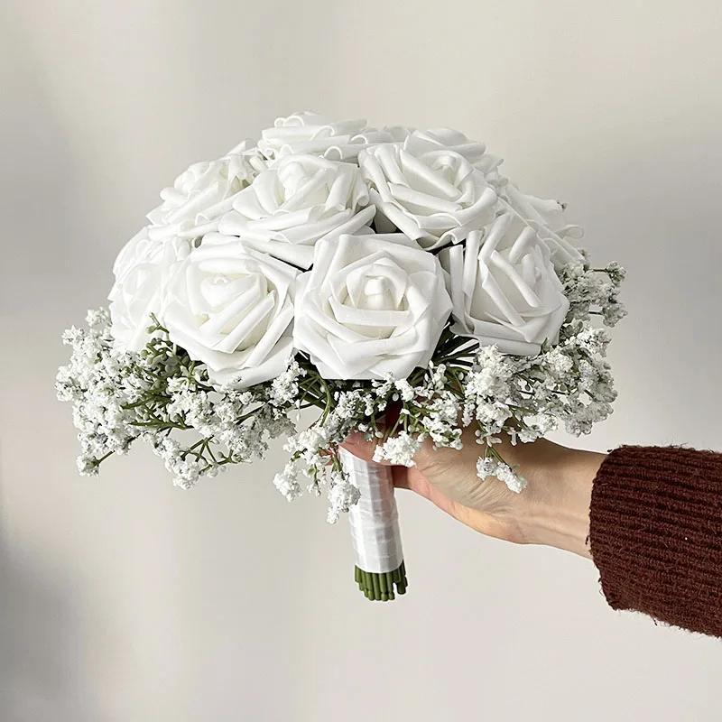 Bridal Bouquet Bridesmaid Wedding Bouquet Marriage PE Foam Roses Artificial Flowers Wedding Accessories Centerpieces