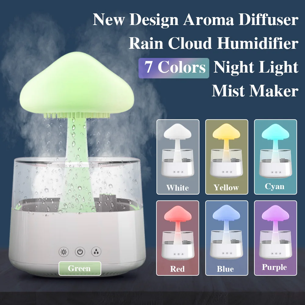 Mushroom Air Humidifier Rain Cloud Humidifier Essential Oils Diffuser