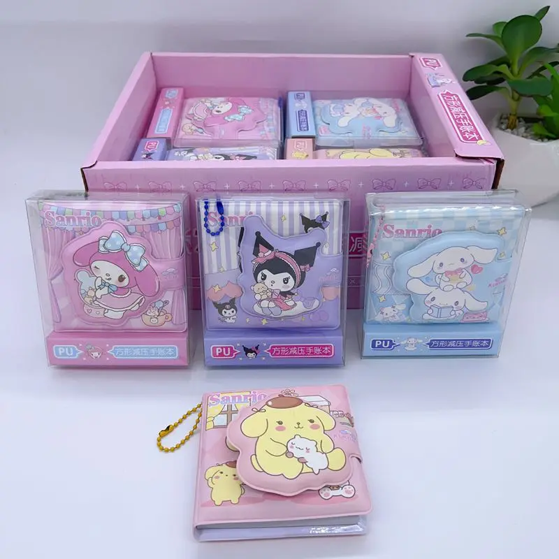 

16pcs Sanrio Note Book Kuromi Cinnamoroll Pu Decompression Portable Notebook Diary Book Student Learning Stationery Wholesale